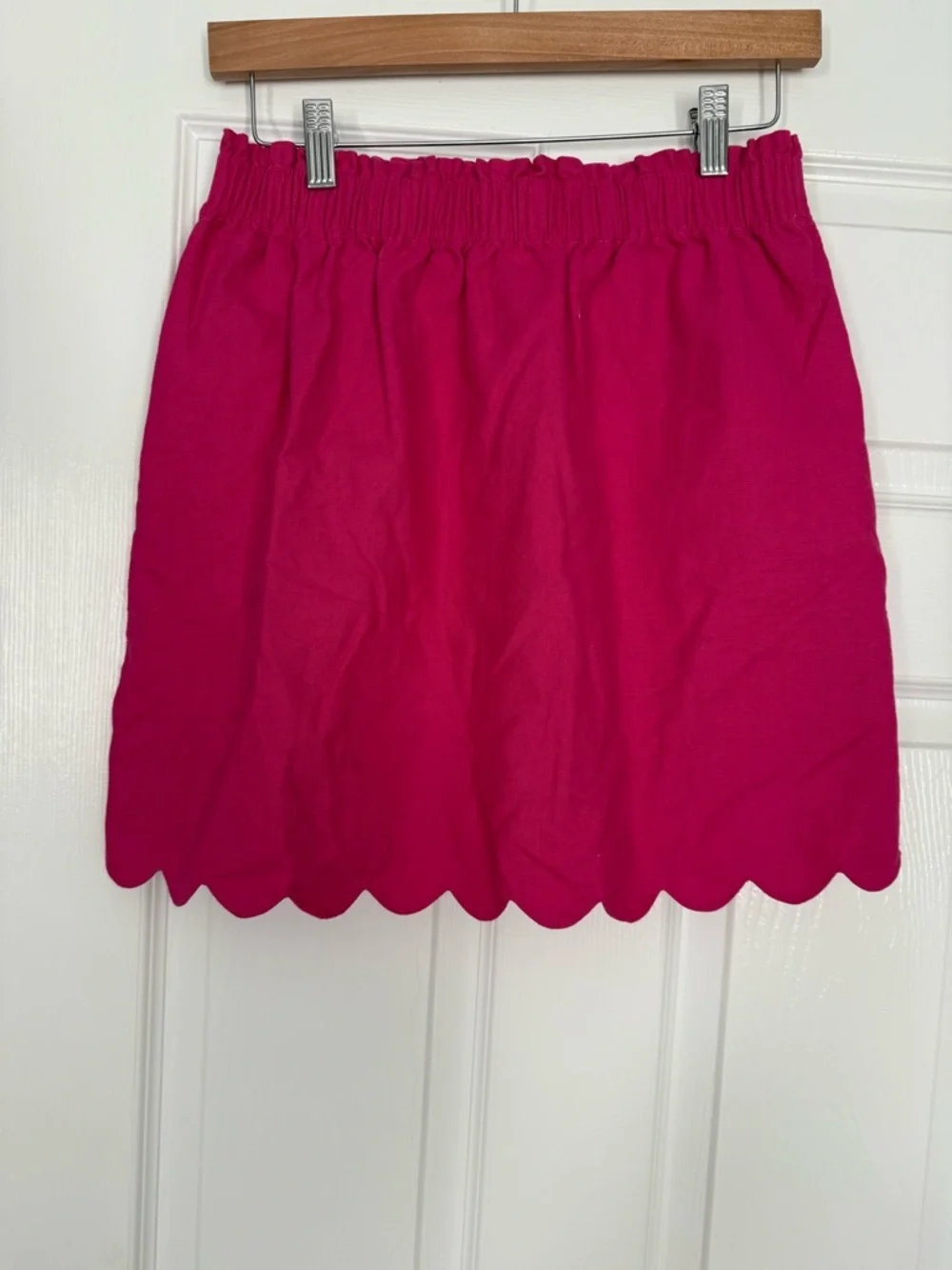 J crew Bright Pink Scallop Hem Women's linen Skirt- size 6